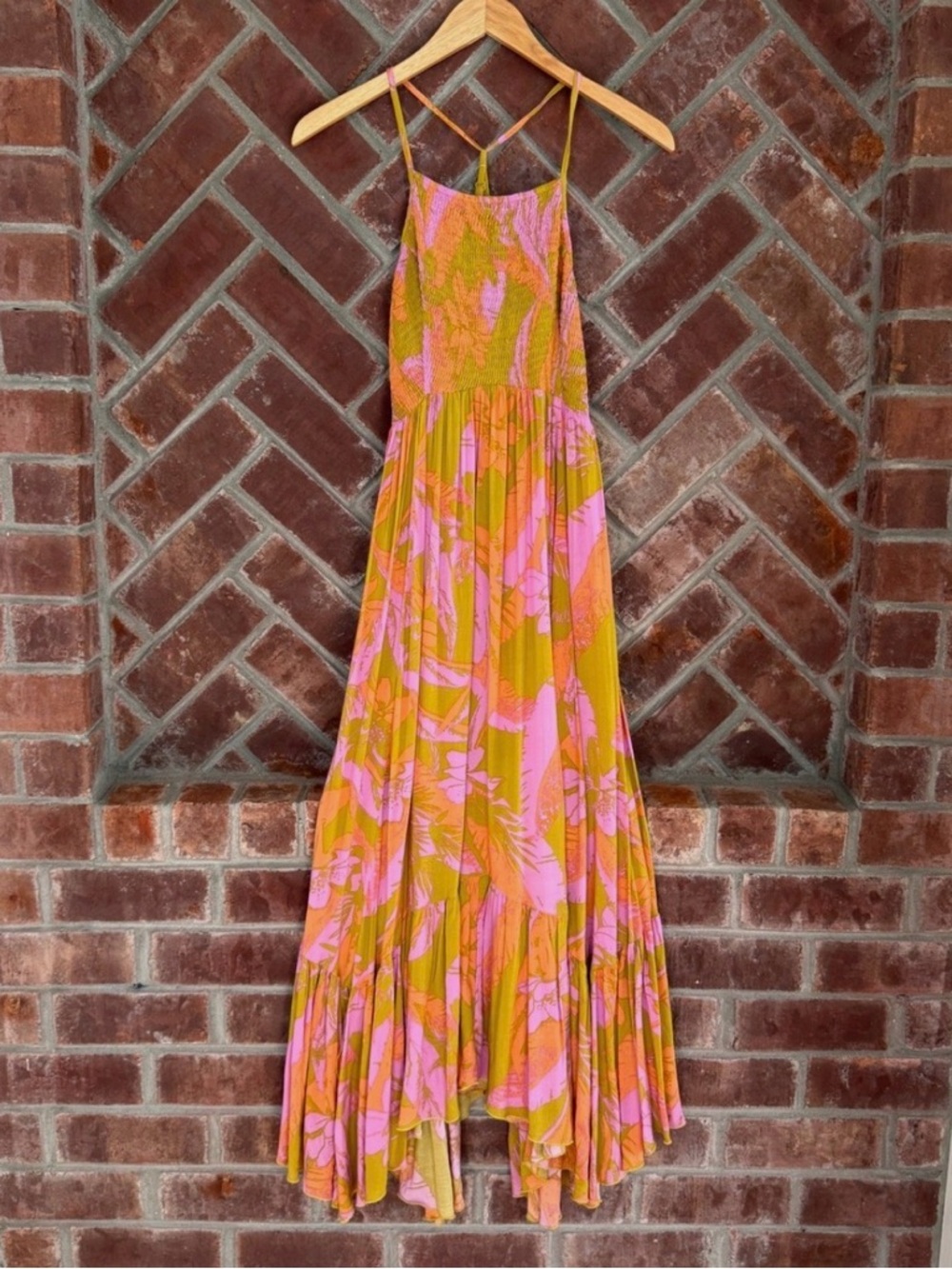 Intimately Free People Heat Wave Maxi Dress Small Floral Smocked Derby Wedding